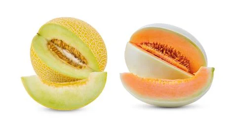 Melon with slice isolated on white background. Stock Photos