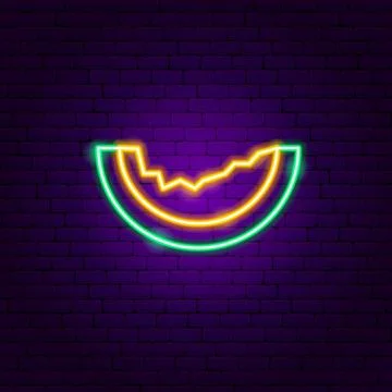 Melon Slice Neon Sign Stock Illustration