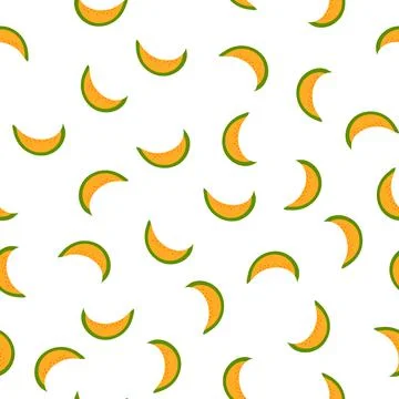 Melon slice seamless pattern on white background. Vector illustration of fresh Stock Illustration