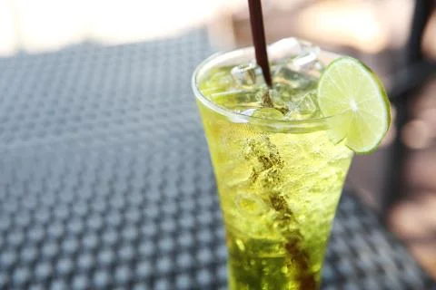 Melon soda witn lime Stock Photos