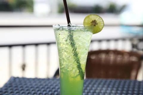 Melon soda witn lime Stock Photos