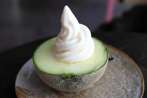 Melon soft cream Stock Photos