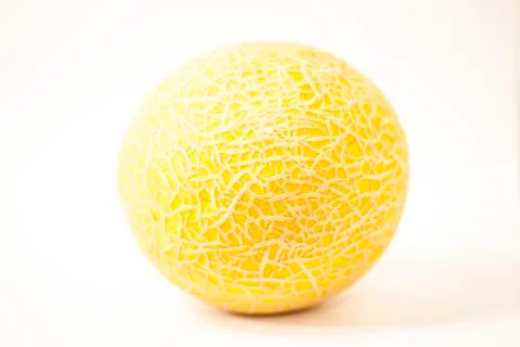 Melon on a white background with a piece of text Stock Photos