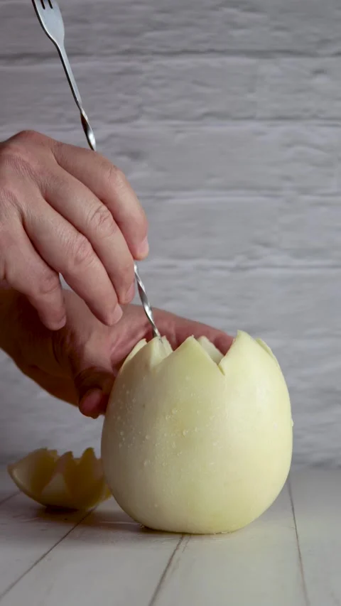 Melon with wine, melvin white, video, preparing, cocktail, stir. On white woo Stock Footage 258414714