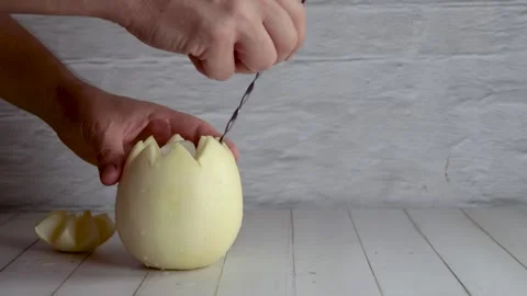 Melon with wine, white melvin, video, preparing, cocktail, adding, ice. On wh Stock Footage 258414673