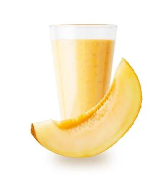 Melon yogurt or smoothie with slice of melon Stock Photos