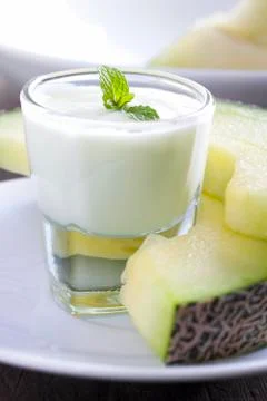 Melon yogurt Stock Photos
