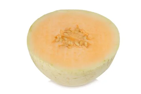 Melon(sunlady) slice. half. isolated on white background Stock Photos