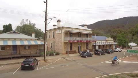 Melrose Flinders Ranges pub drone 4k Video stock 247046630