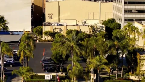 Melrose Gate of the Paramount Studios aerial view - Los Angeles Drone footage - Stock Footage 300578282