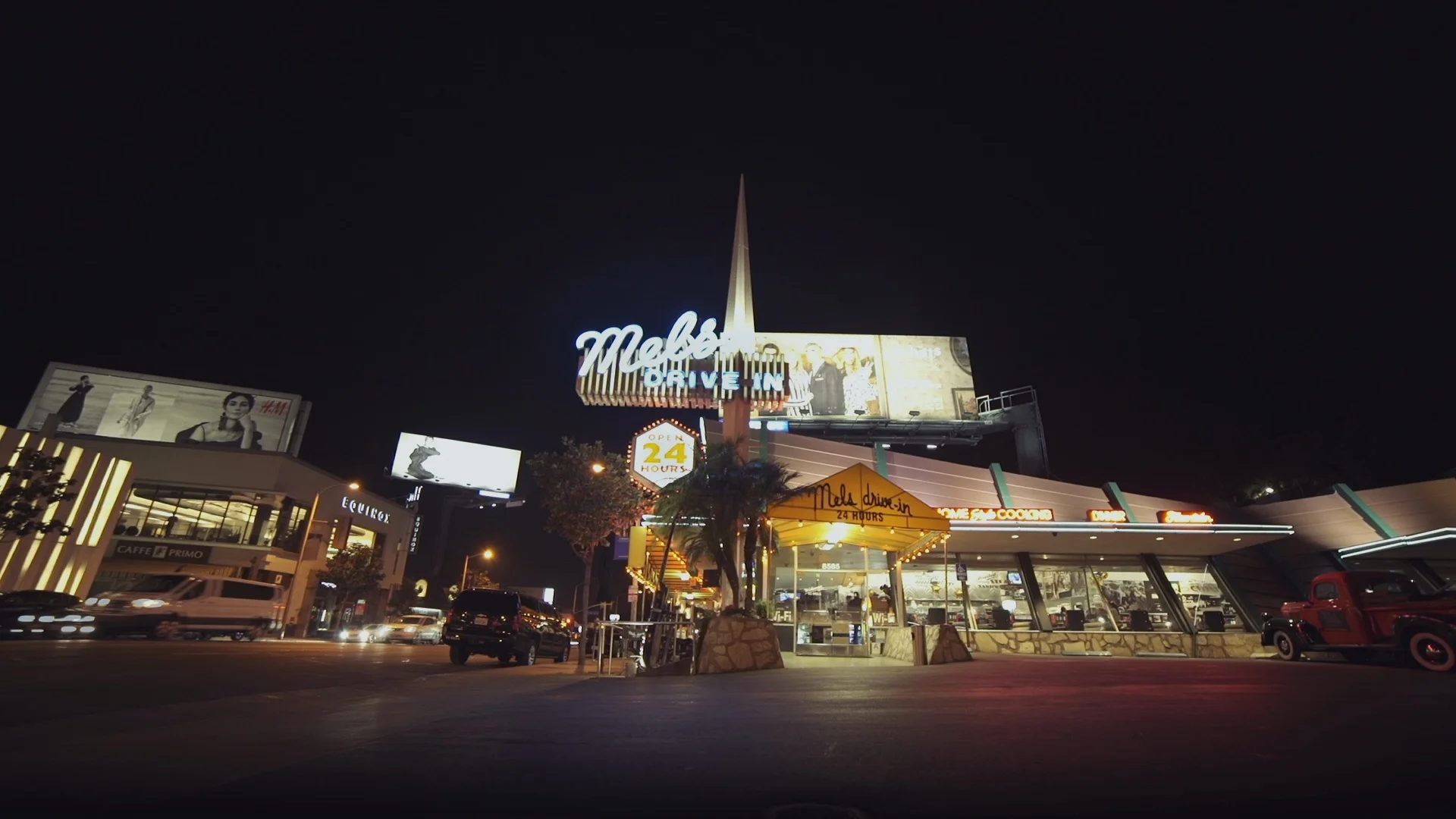 Mel S Drive In American Diner With Neon Stock Video Pond5