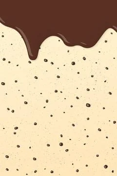Melt chocolate pouring on vanilla chocolate chip ice cream texture vertical.. Stock Illustration