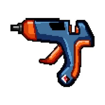 Melt glue gun pixel art vector illustration Stock Illustration