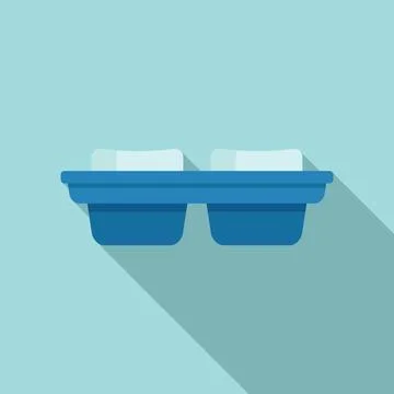 Melt ice cube tray icon flat . Water container Stock Illustration