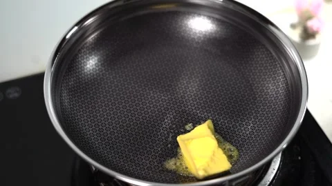 Melt Margarine in the Pan Stock Footage 243469299