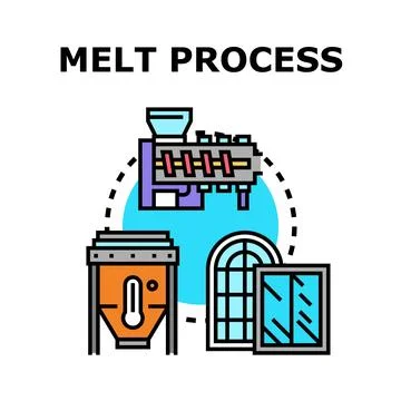 Melt process with industrial machinery making window frames Stock Illustration