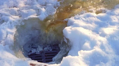 Melt snow water run Stock Footage 172388611