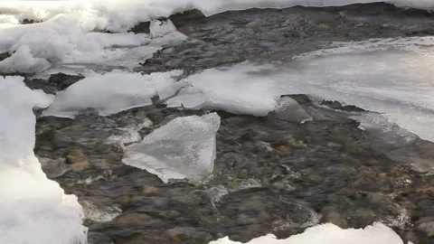 Melt water of a mountain stream in spring Stock Footage 132735325