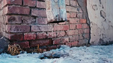 Melt water runs through the drain pipe Stock Footage 206197406