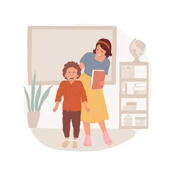 Meltdown at school isolated cartoon vector illustration. Stock Illustration