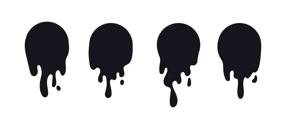 Melte drip circle sticker. Abstract set of cream splash, chocolate or milk .. Stock Illustration