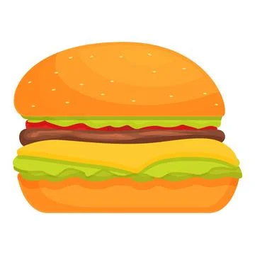 Melted burger icon cartoon vector. Small fast food Stock Illustration
