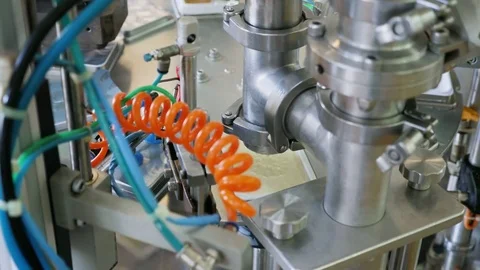 Melted cheese packaging production line Video stock 81249907
