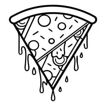 Melted cheese pizza slice with toppings Stock Illustration