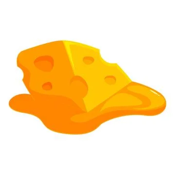 Melted cheese slice with bite missing, processed cheese product Stock Illustration