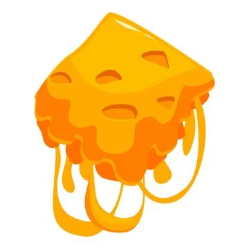 Melted cheese slice dripping on white background Stock Illustration