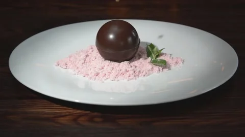 Melted chocolade dessert 4 x slow motion Stock Footage 93937069