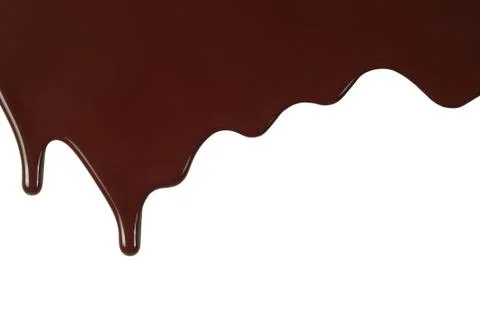 Melted chocolate dripping on white background Stock Photos