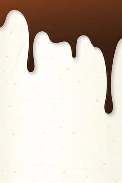 Melted chocolate flows onto cream cake surface vertical background graphic .. Stock Illustration