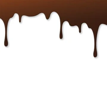 Melted chocolate flows onto white square background graphic illustration ha.. Stock Illustration