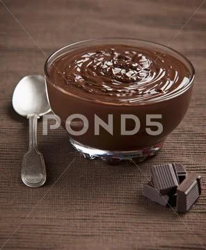 Melted Chocolate In A Glass Bowl