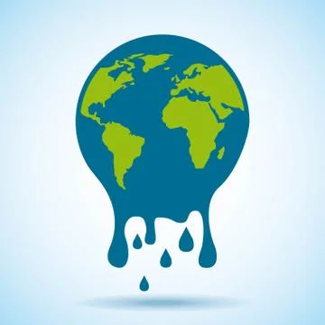 Melted globe world risk problem environment Stock Illustration