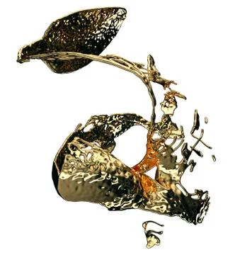 Melted gold or oil splashes isolated on white Stock Photos