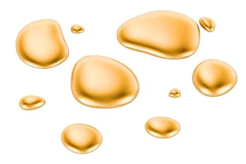 Melted golden drops, 3D rendering Stock Illustration