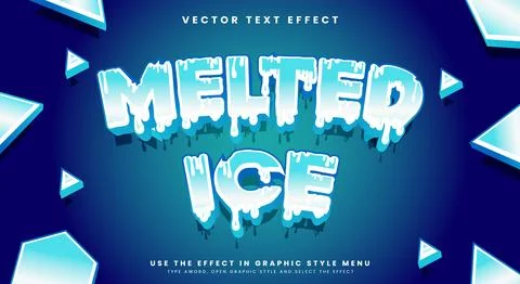 Melted ice 3d editable text effect Stock Illustration