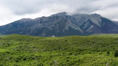 Melted ice caps of the mountain range peaks, in a national park Stock Footage 256183553