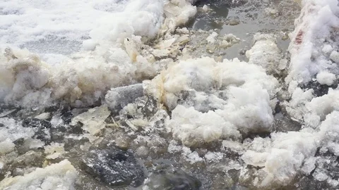 Melted ice moves along the river Stock Footage 74998407