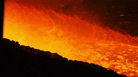 Melted iron in a large container.  Stock Footage 54944305