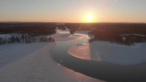 Melted lake at sunset Video stock 106670321