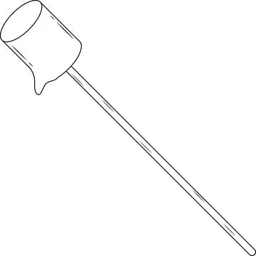 Melted Marshmallow on Stick Outline Icon Illustration on Transparent Backgrou Stock Illustration