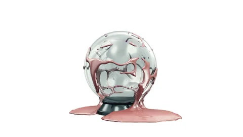 Melted Milky Chocolate pouring on Empty Crystal Ball on white with luma Matte Stock Footage 148106426