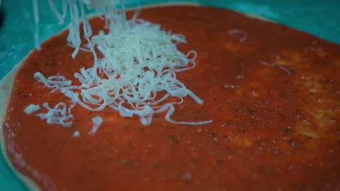 Melted Mozarella Cheese The Perfect Touch for Your Pizza Stock Footage 293367723
