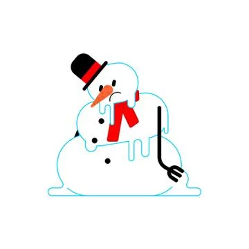Melted snowman isolated. Winter is ending. End of Christmas. vector illustrat Stock Illustration