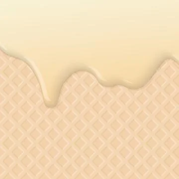 Melted vanilla ice cream dropping on ice cream cone texture square backgrou.. Stock Illustration