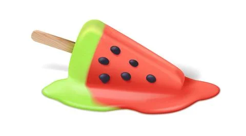 Melted Watermelon Popsicle on White Background Stock Illustration