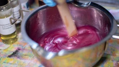 Melted Wax with a colour added Stock Photos